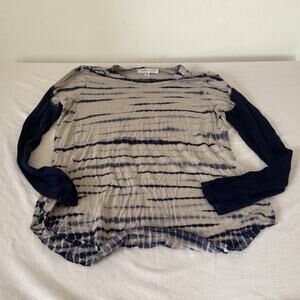 Karen Kane Blue Oatmeal Tie Dye Long Sleeve Crew Top Women's Size XL Comfort
